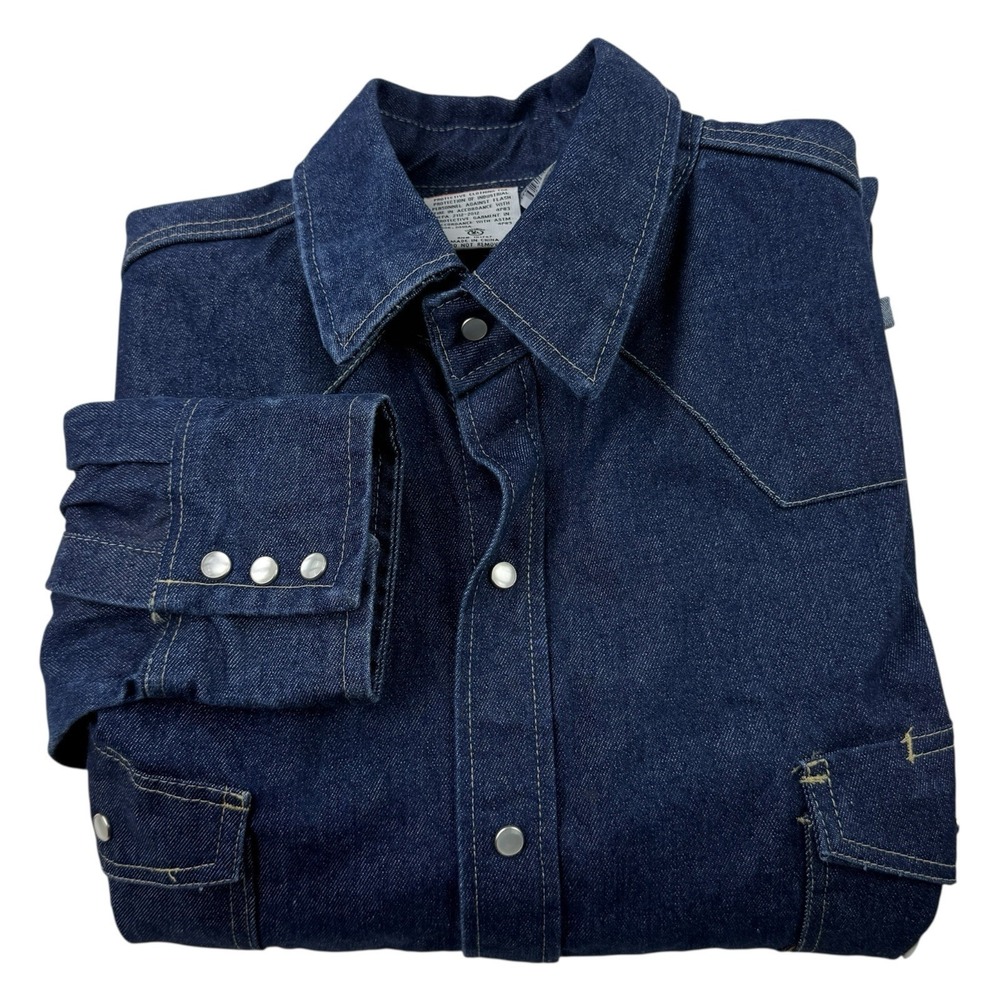 Rasco FR Flame Resistant Denim Pearl Snap Shirt Blue Men's Size 3XL